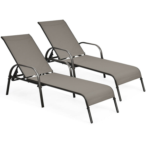 2pc Outdoor Patio Lounge Chair - Brown