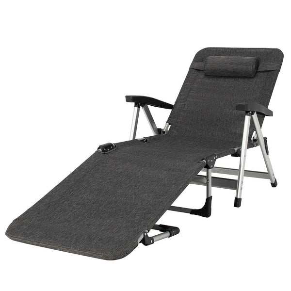 Foldable Beach Chaise Lounge Chair - Gray