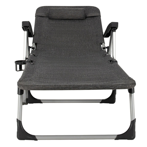 Foldable Beach Chaise Lounge Chair - Gray
