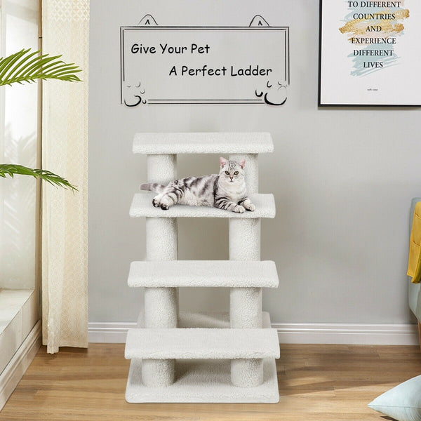 4-Step Cat Pet Stairs - Beige