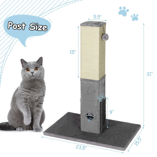 31" Tall Cat Scratching Post with Sisal Rope - Grey