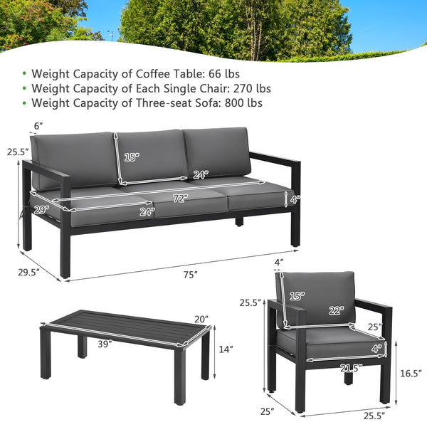 4pc Outdoor Furniture Set - Gray