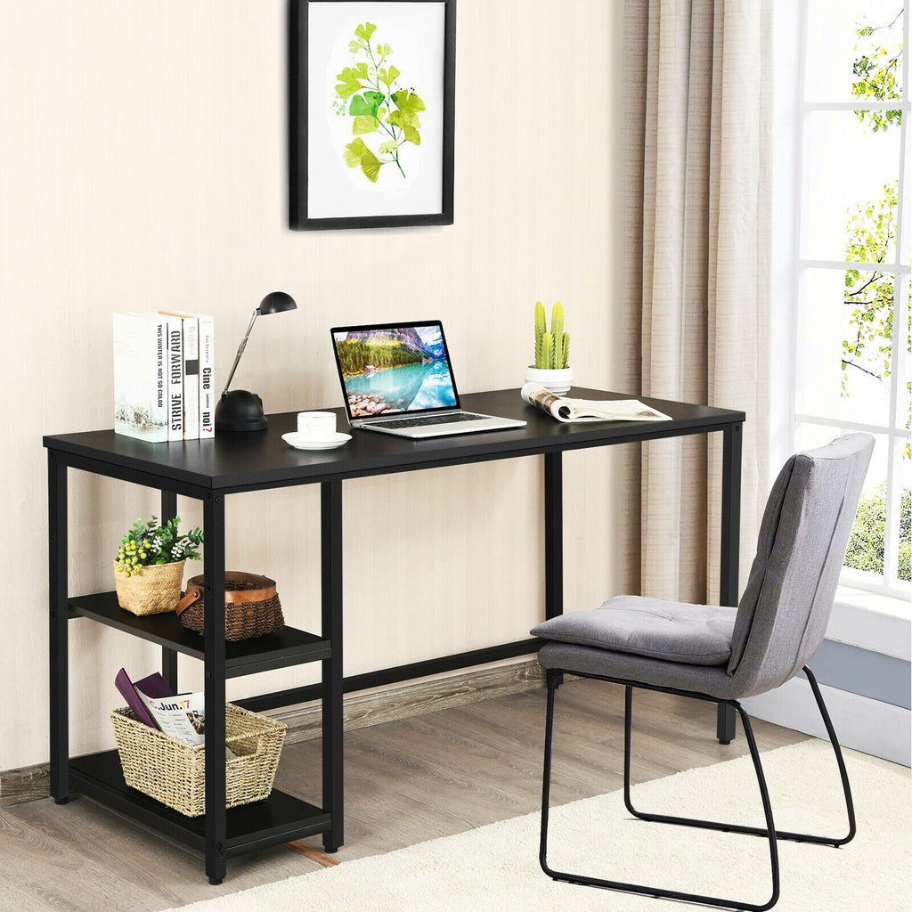 47"/55" Computer Study Desk with Adjustable Shelf - Black