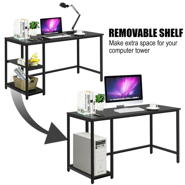 47"/55" Computer Study Desk with Adjustable Shelf - Black