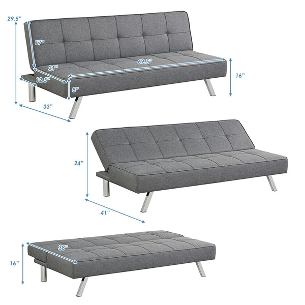 Convertible Futon Sofa Bed - Gray