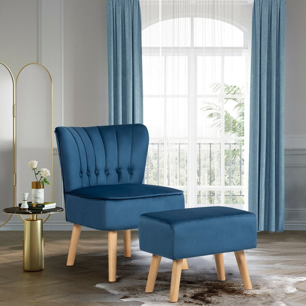 Leisure Chair and Ottoman - Blue