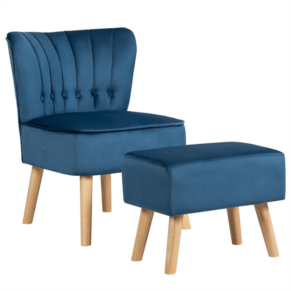 Leisure Chair and Ottoman - Blue
