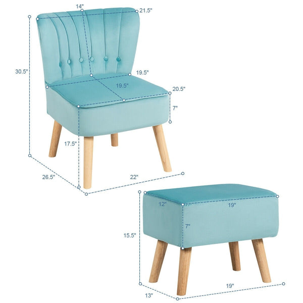 Leisure Chair and Ottoman - Turquoise