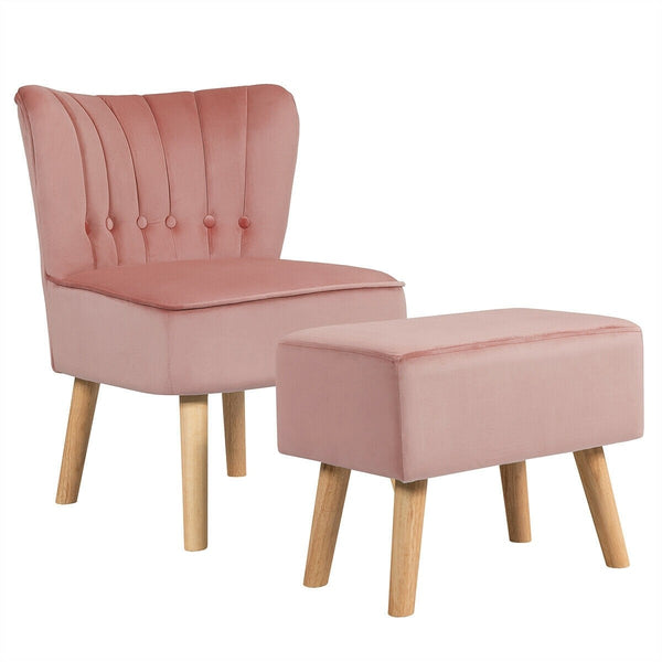Leisure Chair and Ottoman - Pink
