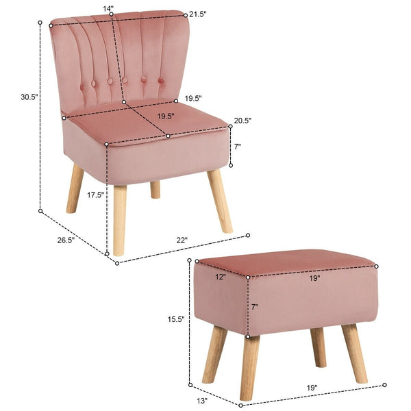 Leisure Chair and Ottoman - Pink