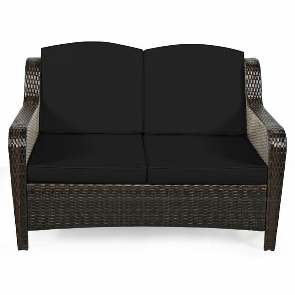 5pc Patio Rattan Sofa Set - Black