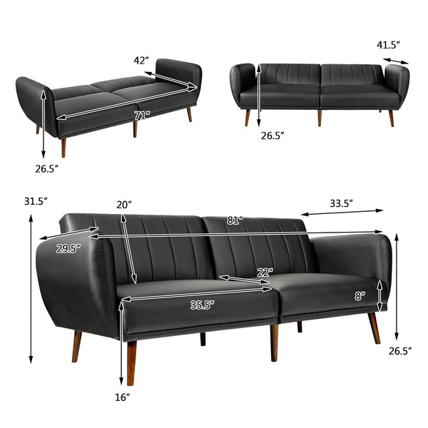 Convertible Futon Couch Bed - Black