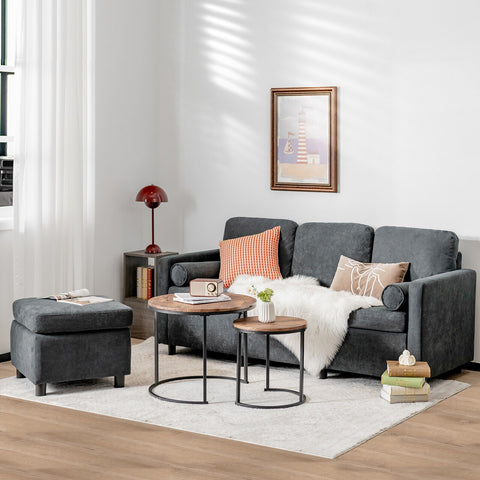 3 Seater Sofa with Ottoman - Gray
