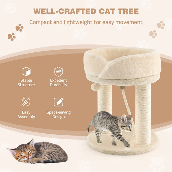 21" Cat Tree with Scratching Posts - Beige