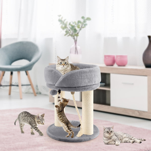 21" Cat Tree with Scratching Posts - Gray