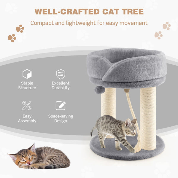 21" Cat Tree with Scratching Posts - Gray