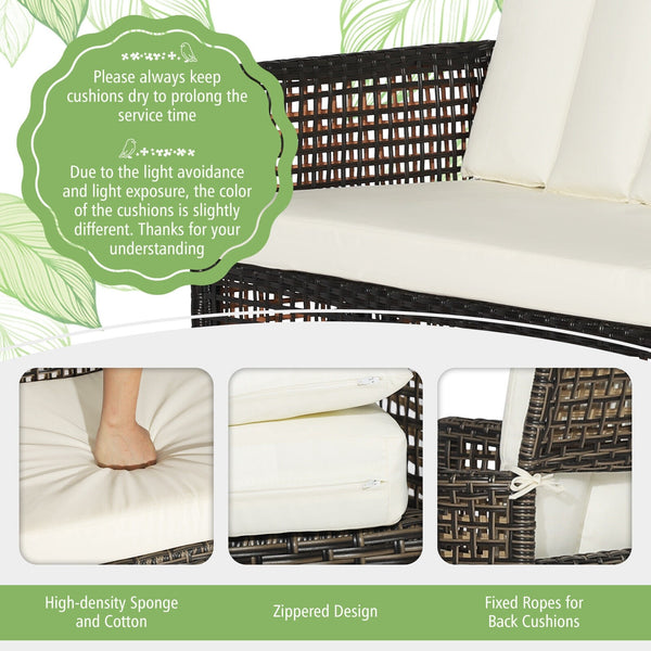 4pc Patio Rattan Furniture Set - Cream White