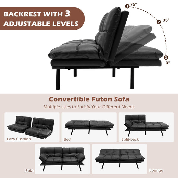 Convertible Futon Sofa Bed - Black