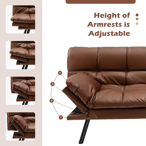 Convertible Futon Sofa Bed - Brown