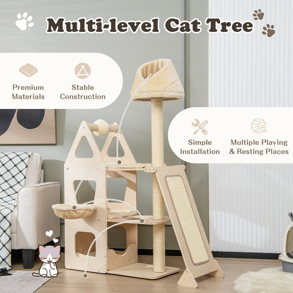 64" Multi-Level Cat Tree - Beige