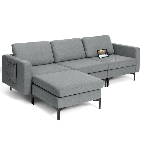 L-shaped Sectional Sofa with Reversible Chaise - Gray