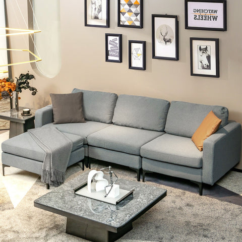 L-shaped Sectional Sofa with Reversible Chaise - Gray