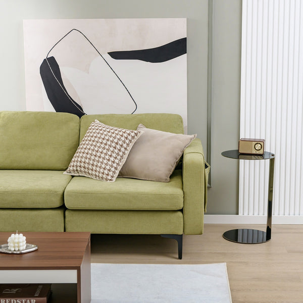 L-shaped Sectional Sofa with Reversible Chaise - Green