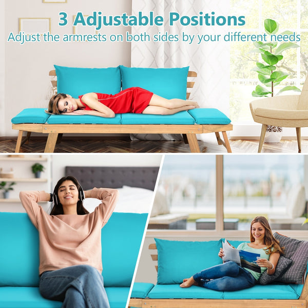 Adjustable Patio Convertible Sofa - Turquoise