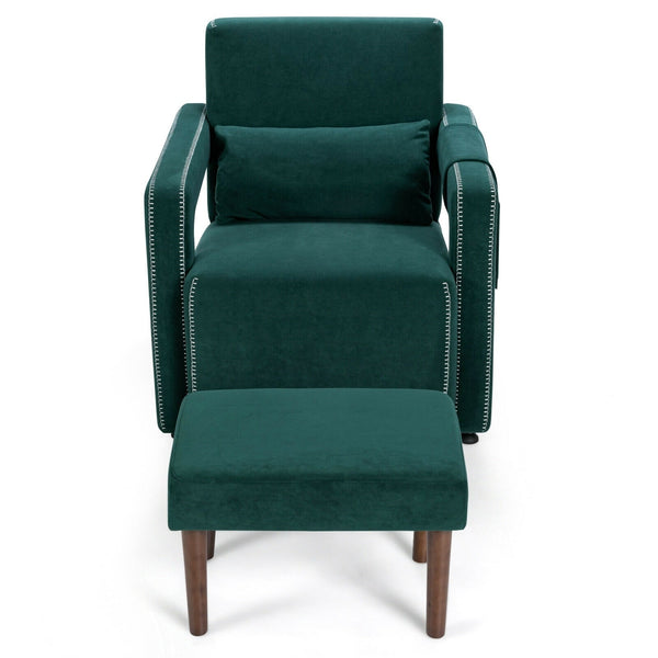 Modern Single Sofa Chair with Ottoman - Green