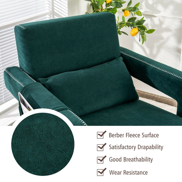 Modern Single Sofa Chair with Ottoman - Green