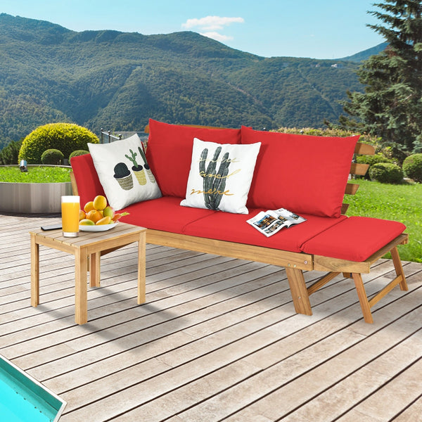 Adjustable Patio Convertible Sofa - Red