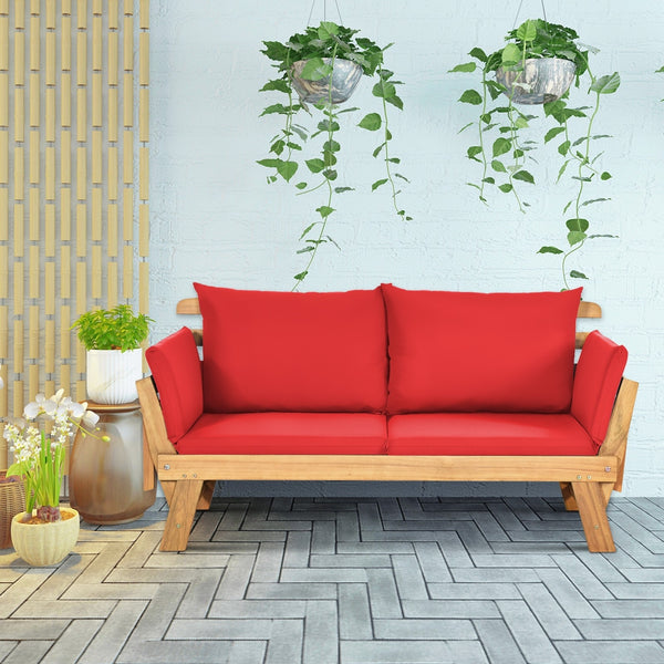 Adjustable Patio Convertible Sofa - Red