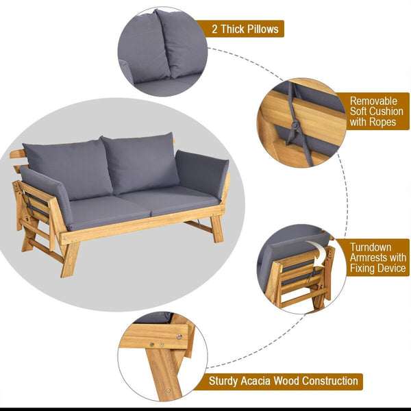 Adjustable Patio Convertible Sofa - Gray