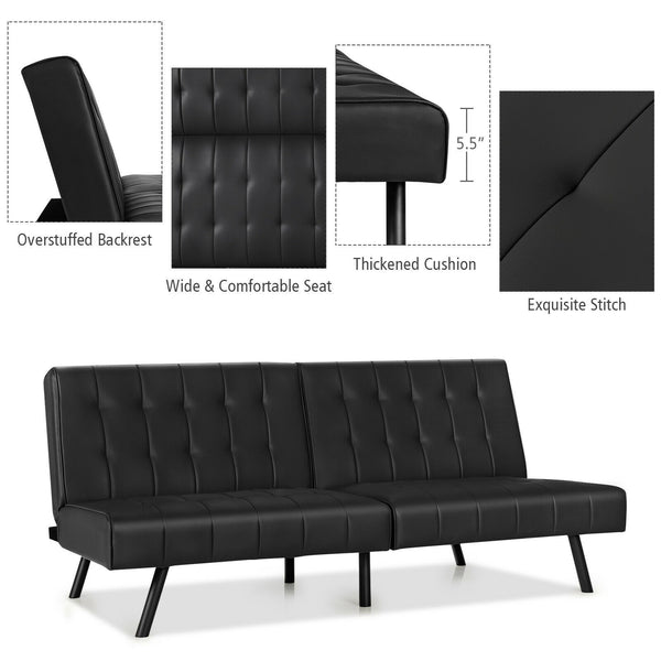 Convertible Sofa Couch Bed - Black