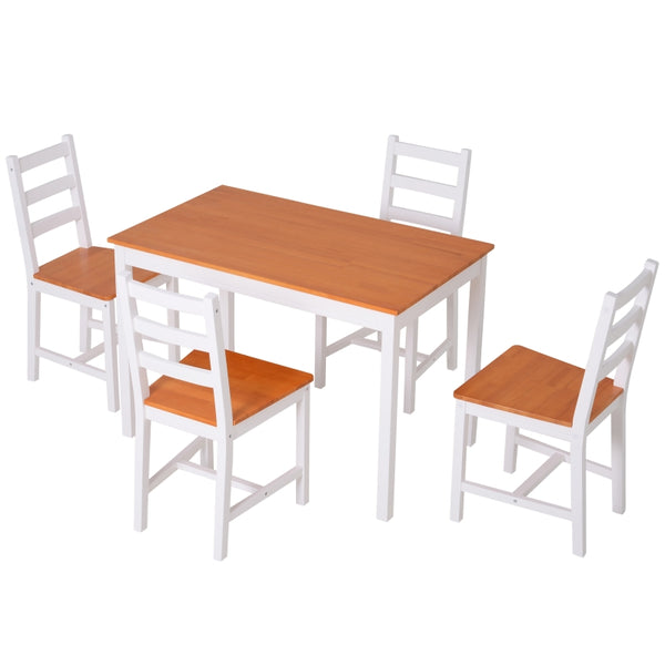 5pc Dining Table - White / Honey