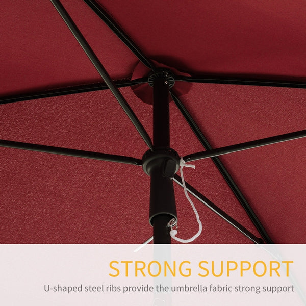 7x4ft Rectangle Tilt Patio Umbrella - Wine Red