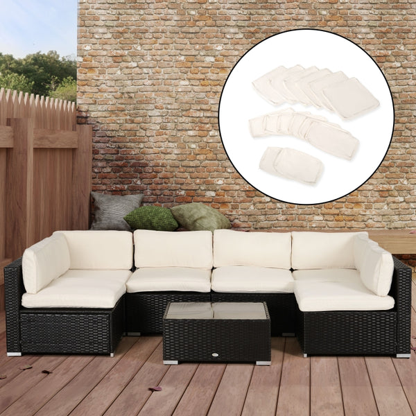 14pc Patio Rattan Sofa Set Cushion Cover - White