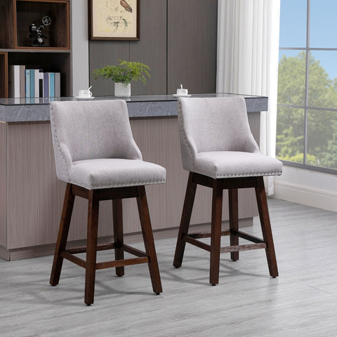 2 Armless Upholstered Bar Chairs - Light Gray