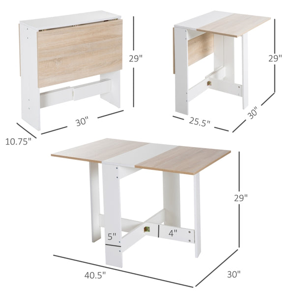 Wooden Folding Dining Table - White/Oak