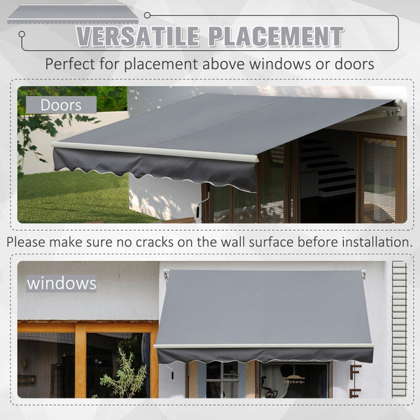 12' x 10' Outdoor Patio Retractable Window Awning - Gray