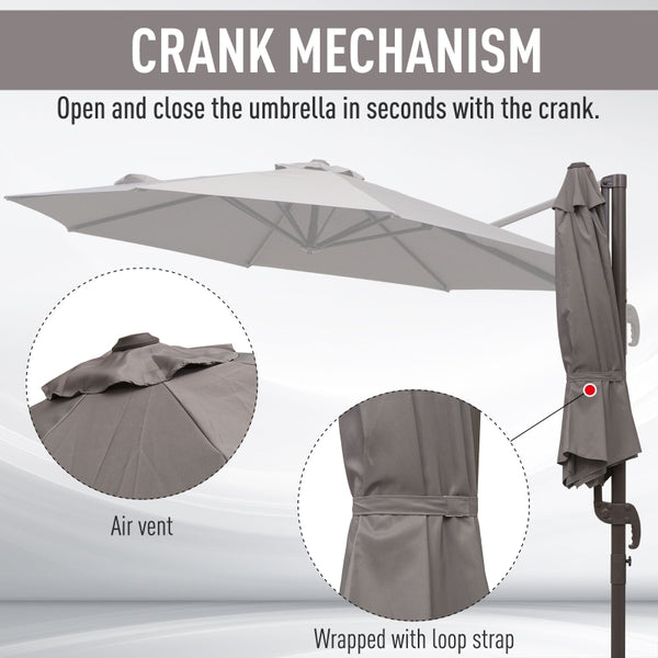 10' Outdoor Hanging Patio Umbrella - Gray