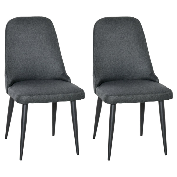 Set of 2 Modern Dining Chairs - Charcoal Gray
