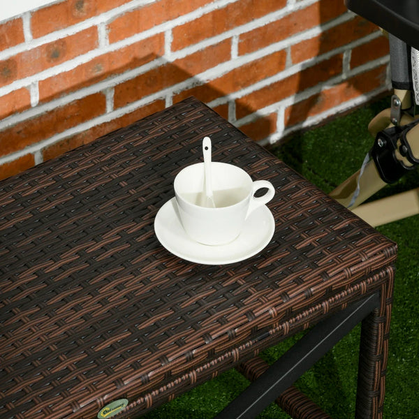 Outdoor PE Rattan Side Table - Mixed Brown