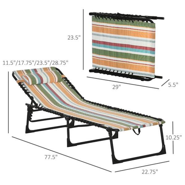 4-Level Adjustable Folding Beach Bed - Multicoloured