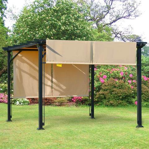 12' x 10' Outdoor Patio Pergola with Retractable Canopy - Beige