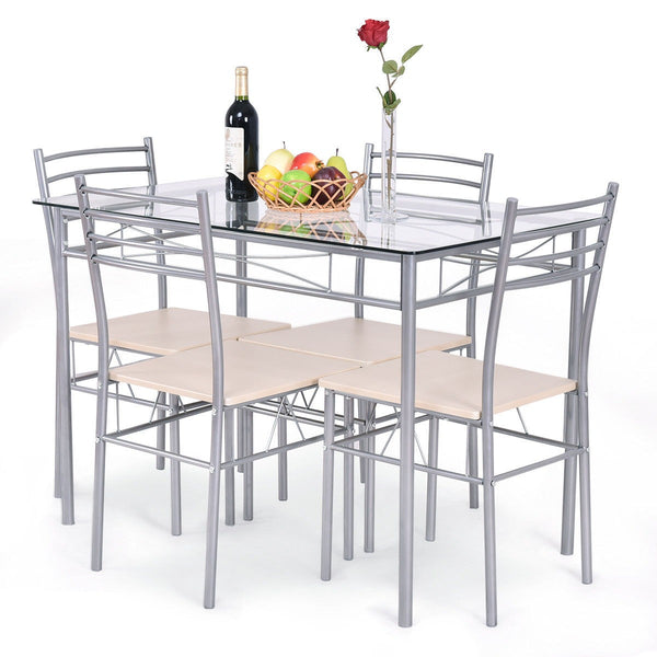 5pc Dining Table Set - Glass