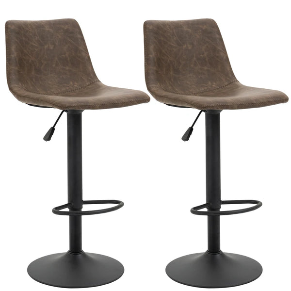 2 Adjustable Counter Height Bar Stools - Coffee Brown