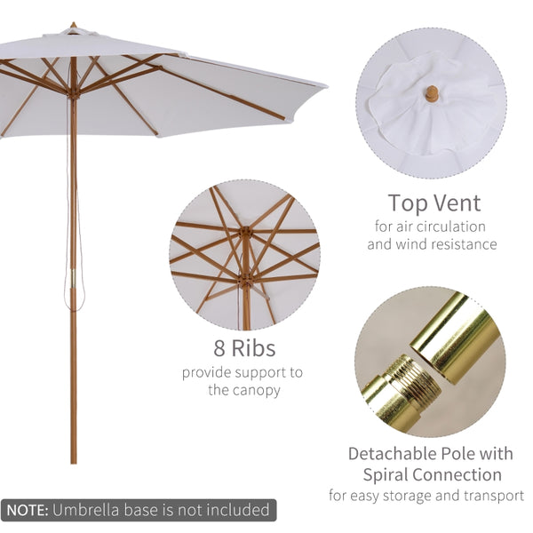 10x 8.2 Bamboo Wooden Round Patio Sun Umbrella - Beige