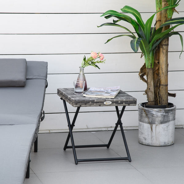 Outdoor Foldable Rattan Coffee Table - Gray