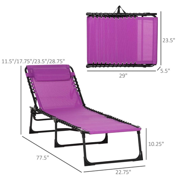 4-Level Adjustable Folding Beach Bed - Purple